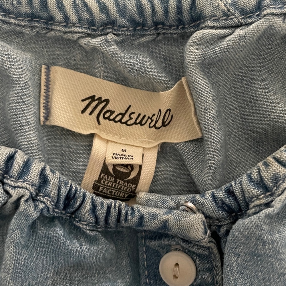 Madewell Margie dress light blue denim chambray baby doll US 8 vacation beach - Picture 6 of 8